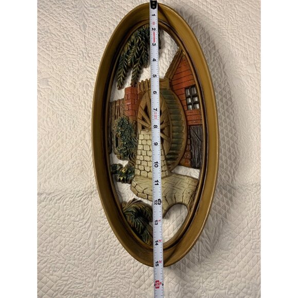 Vintage Burwood Wall Hanging Oval Frame Watermill Scene 4332 Rustic Decor 15" x - Picture 6 of 15